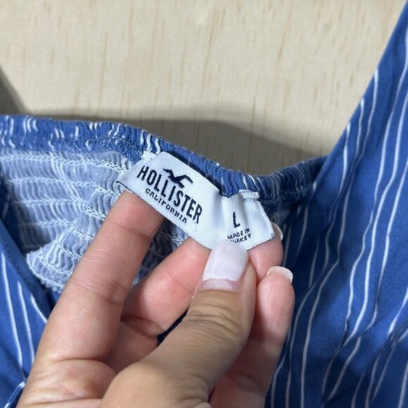 Hollister California Blue White Stripe Stretch Dress Size Large - Picture 10 of 10